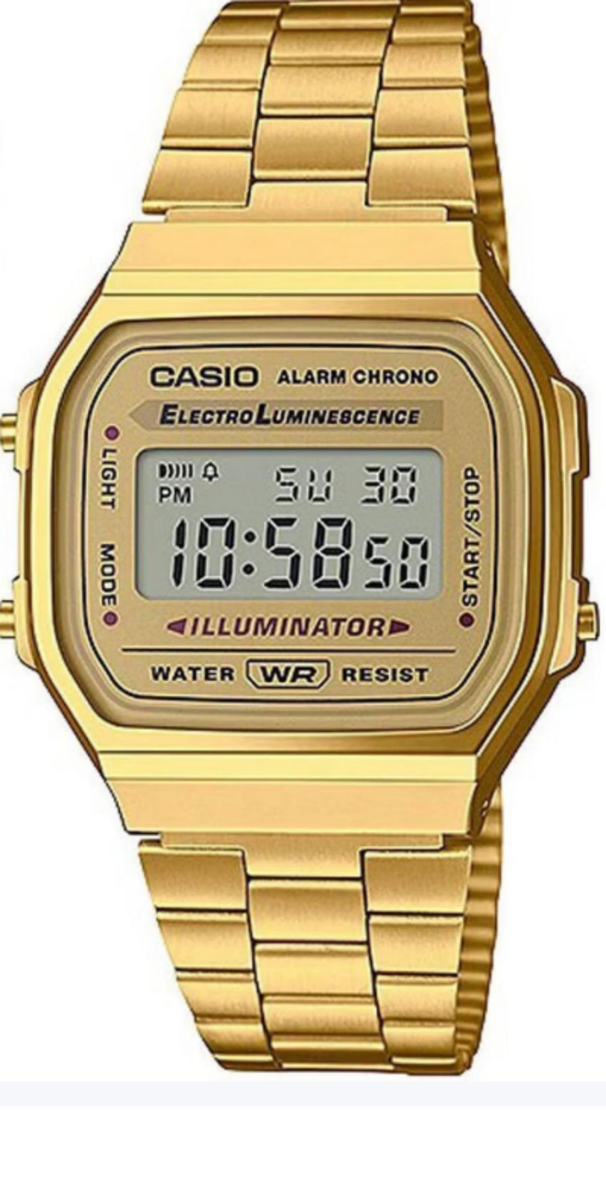 Vintage Digital Watch - CASIO นาฬิกาดิจิตอลทรงสี่เหลี่ยมขนาดเล็กสไตล์วินเทจคลาสสิกพร้อมตัวเรือนโลหะสีทอง นาฬิกาข้อมืออเนกประสงค์กันน้ำสำหรับใช้ในชีวิตประจำวัน นาฬิกาข้อมือสไตล์ลำลองแบบญี่ปุ่น-เกาหลี