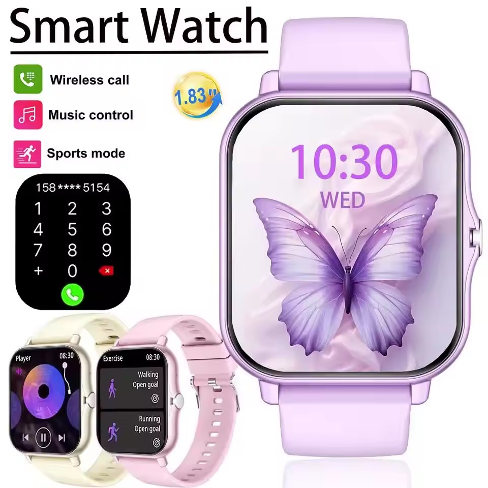 Smartwatch Latest Watches For Women - สมาร์ทวอทช์กีฬาหน้าจอสัมผัสเต็มรูปแบบขนาด 1.83 นิ้ว ดีไซน์แฟชั่นรุ่นใหม่ล่าสุดสำหรับผู้ชายและผู้หญิง รองรับการโทรแบบไร้สาย HT30
