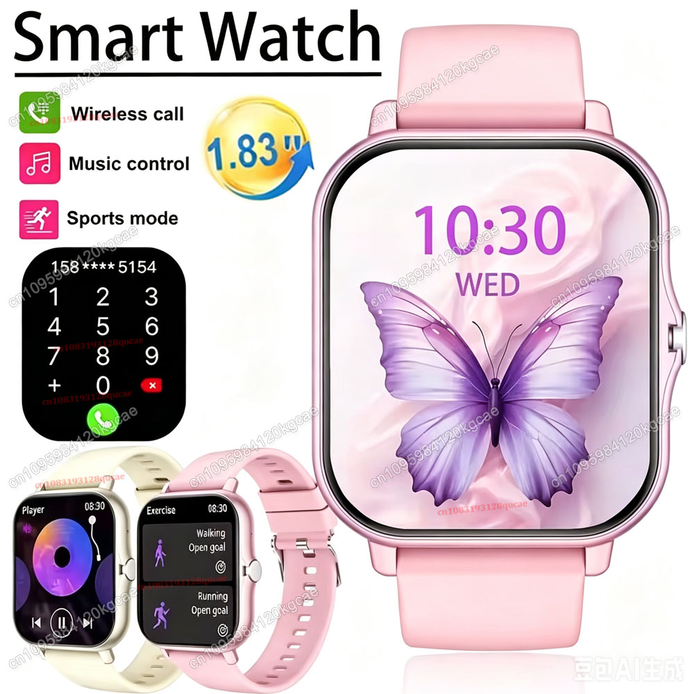 Smartwatch Latest Watches For Women - สมาร์ทวอทช์ดีไซน์แฟชั่นรุ่นใหม่ล่าสุด หน้าจอเต็มรูปแบบขนาด 1.83 นิ้ว สำหรับผู้ชายและผู้หญิง รองรับการโทรแบบไร้สาย