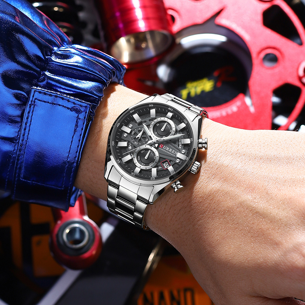 Smartwatch Casual Watches For Men - CURREN 8495 นาฬิกาข้อมือผู้ชาย นาฬิกากันน้ำ ฟังก์ชันโครโนกราฟ แสดงวันที่