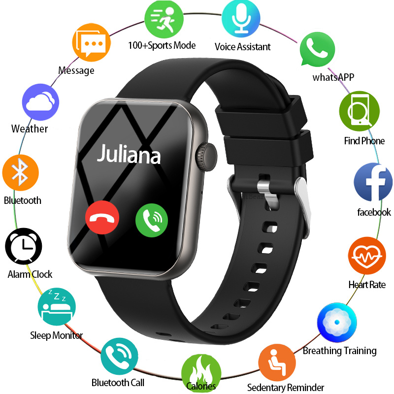Smartwatch New Watches 2025 - 2025 ใหม่กีฬาสมาร์ทนาฬิกาผู้ชายหน้าจอสัมผัสเต็มรูปแบบอัตราการเต้นหัวใจบลูทูธโทร 1.9 นิ้ว AI เสียง