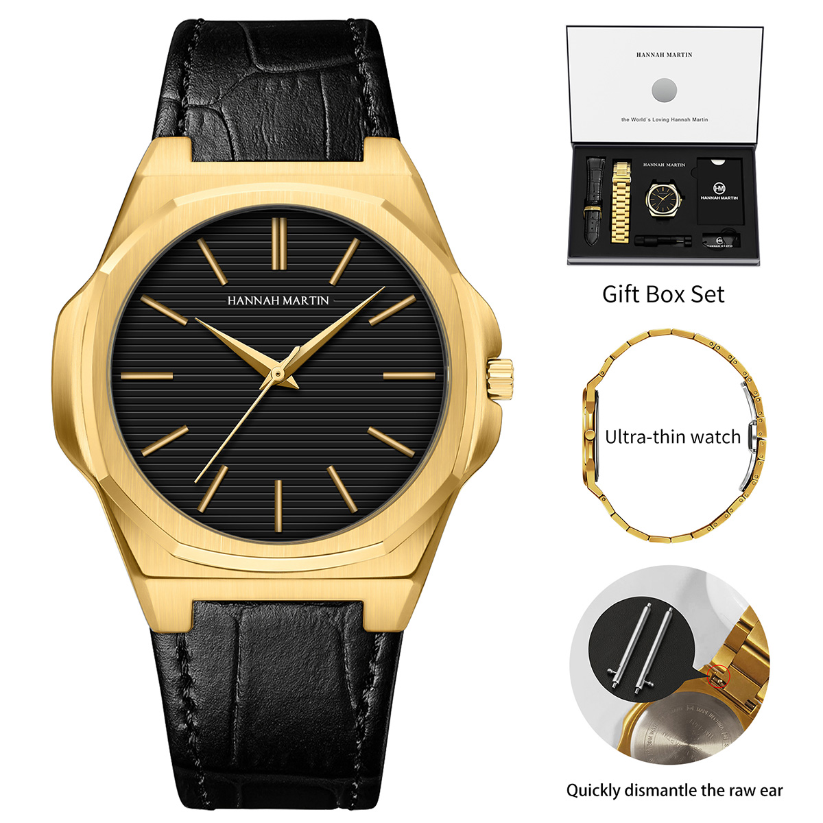 Anti-Magnetic Watch - นาฬิกาข้อมือผู้หญิง หน้าปัด 40 มม. ตัวเรือนน้ำหนักเบา สายหนังและสแตนเลส