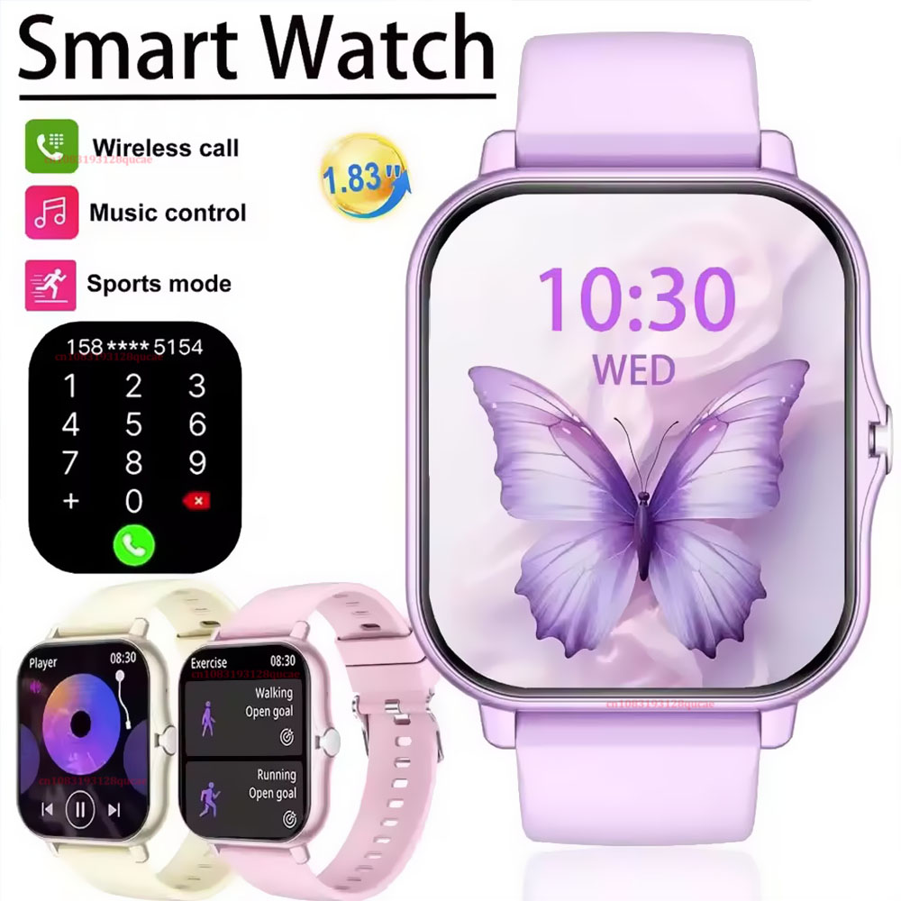 Smartwatch Latest Watches For Women - สมาร์ทวอทช์ออกกำลังกายหน้าจอสัมผัสเต็มรูปแบบขนาด 1.83 นิ้ว ดีไซน์แฟชั่นรุ่นใหม่ล่าสุดสำหรับผู้ชายและผู้หญิง รองรับการโทรแบบไร้สาย Hw12