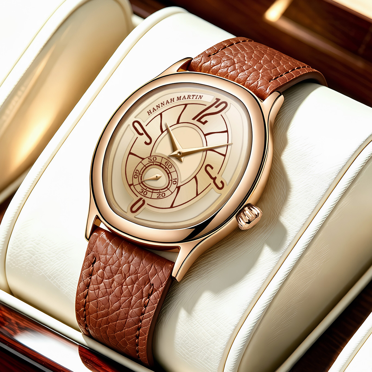 Anti-Magnetic Watch - นาฬิกาข้อมือ HANNAH MARTIN แฟชั่นหนังแท้ ขนาด 40