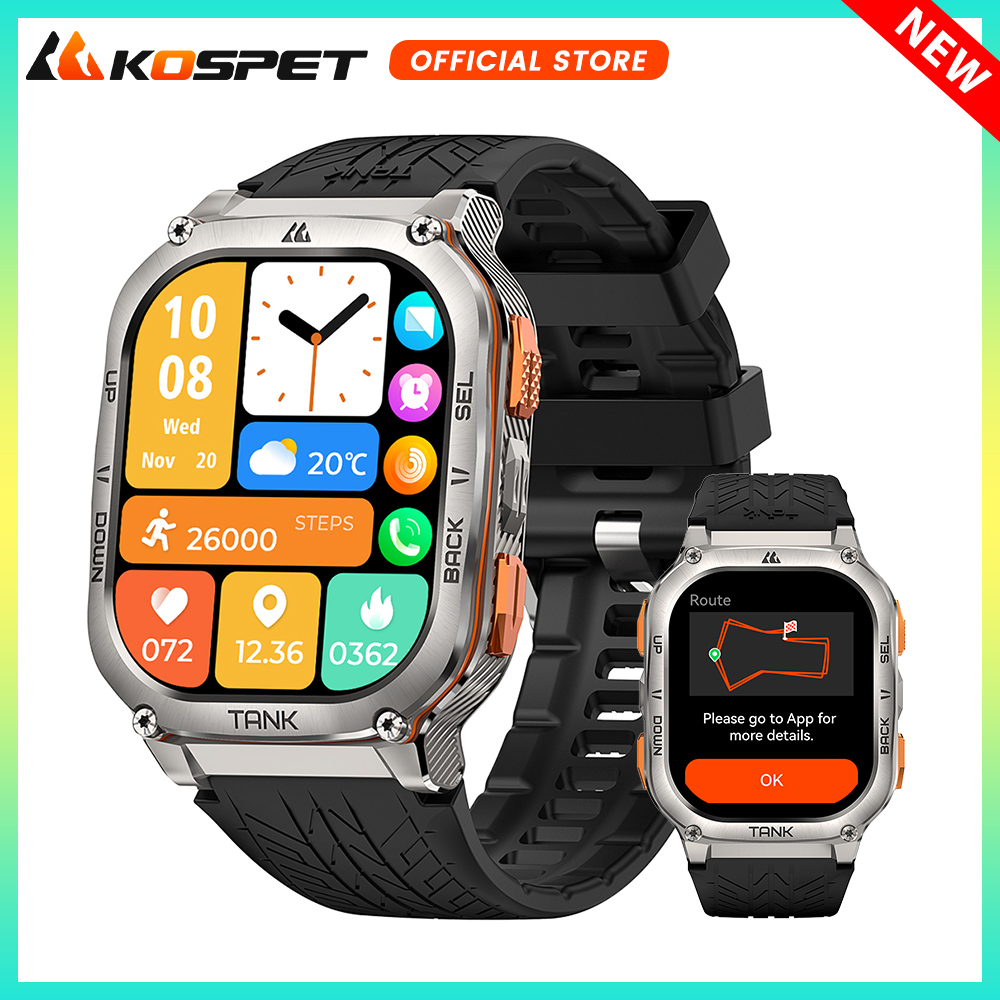 Altimeter Compass Watch - KOSPET TANK M3 Ultra GPS สมาร์ทนาฬิกาผู้ชายเกรดทหารเข็มทิศเครื่องวัดระยะสูง