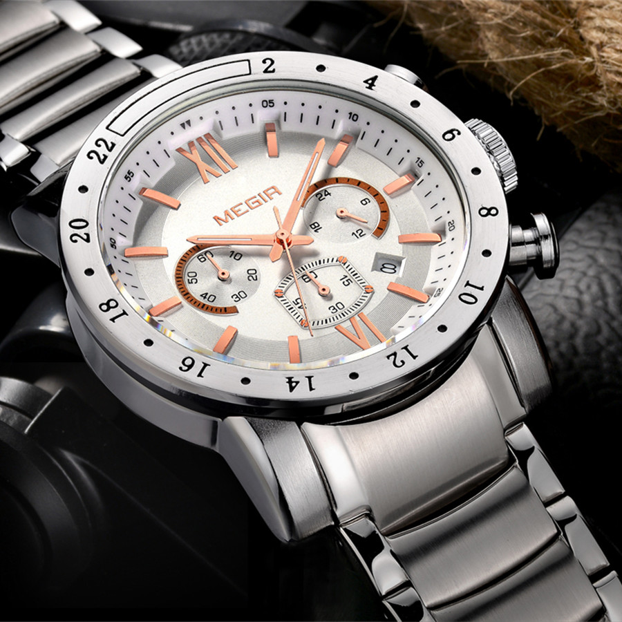 MEGIR นาฬิกาลำลองสแตนเลสสำหรับ - Smartwatch Casual Watches For Men บทวิจารณ์และราคา