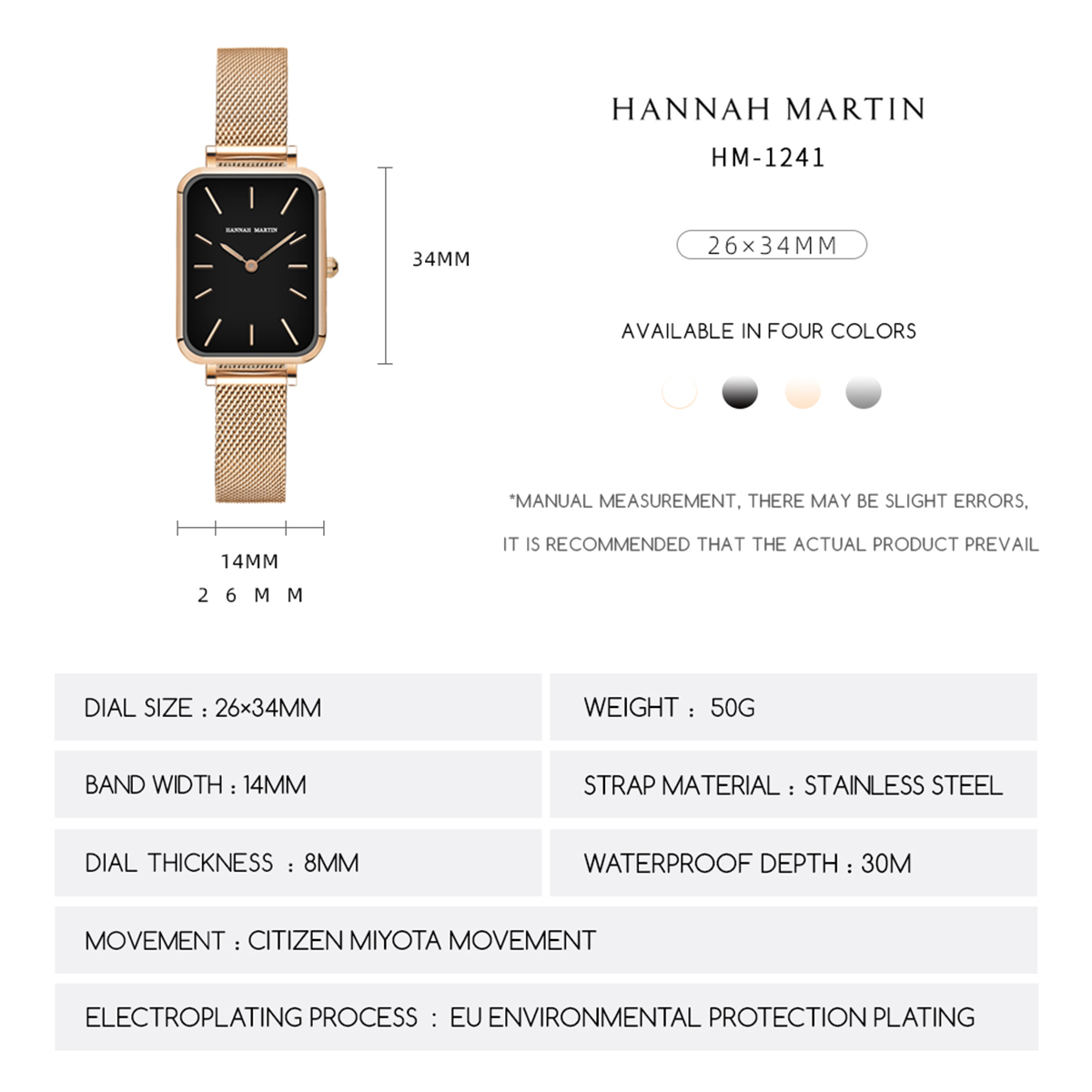 สี่เหลี่ยมผืนผ้า Ultrathin Nor - Anti-Magnetic Watch บทวิจารณ์และราคา