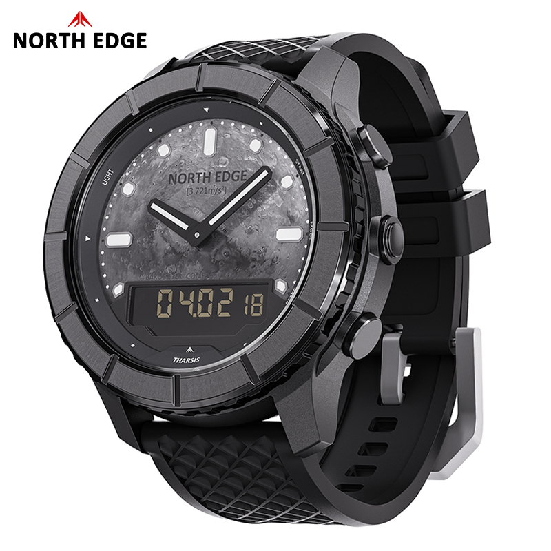 นาฬิกาดิจิตอลคาร์บอนไฟเบอร์สำห - Altimeter Compass Watch บทวิจารณ์และราคา