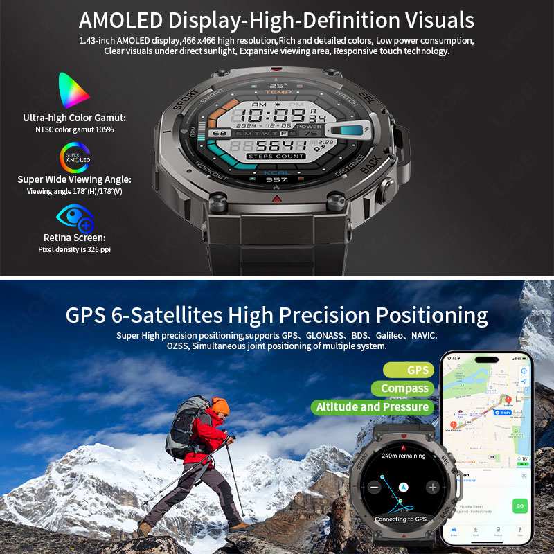 นาฬิกาอัจฉริยะ LIGE ระดับทหาร  - Altimeter Compass Watch บทวิจารณ์และราคา