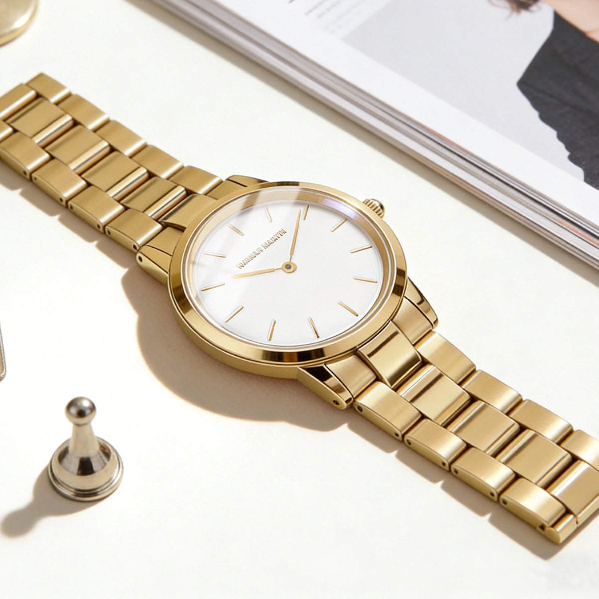 นาฬิกาผู้หญิงโรสโกลด์สแตนเลสสต - Anti-Magnetic Watch บทวิจารณ์และราคา