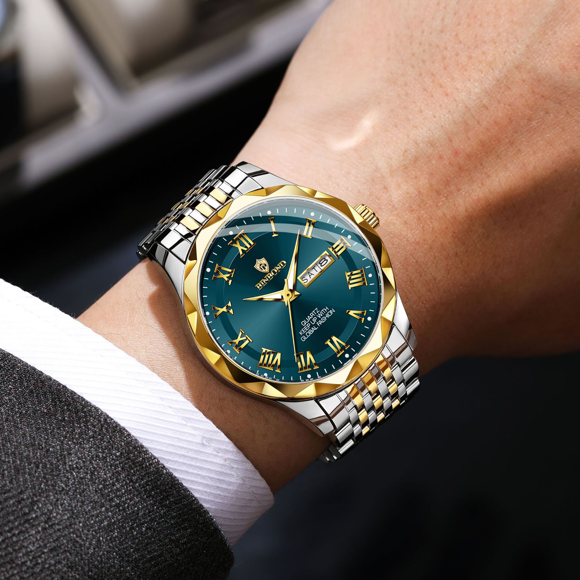 BINBOND นาฬิกาข้อมือควอตซ์หรูห - Smartwatch Casual Watches For Men บทวิจารณ์และราคา